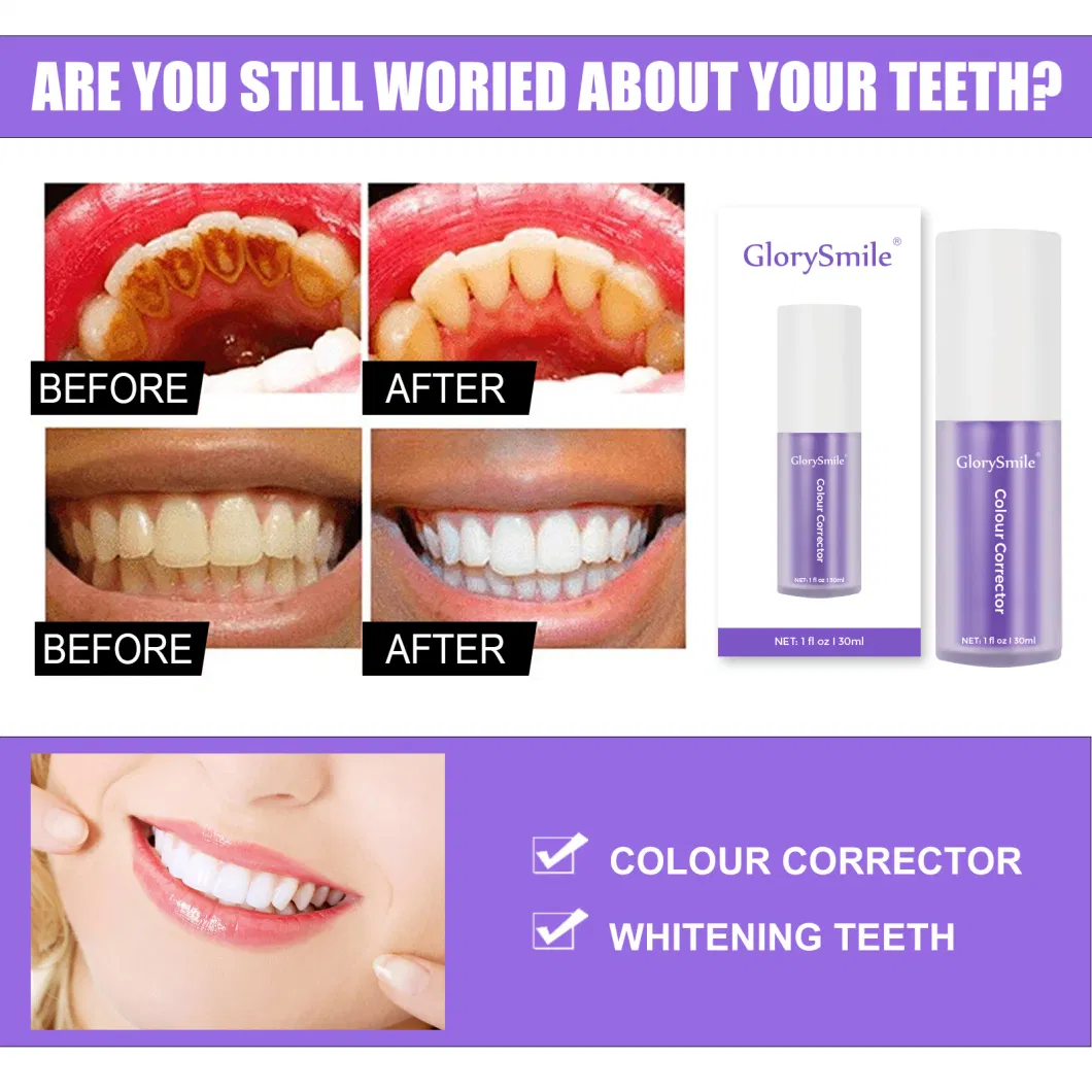 V34 Color Corrector New Arrival Teeth Whitening Professional Brighten Teeth Purple Toothpaste Teeth Remove Stain Formula Teeth Whitening