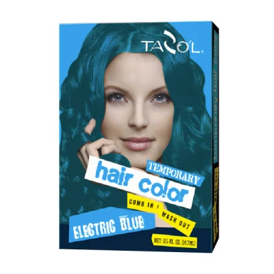 Soins personnels populaires de couleur de cheveux temporaire bleu vif 7g * 2 avec BSCI GMPC, ISO, Halal, vente gratuite, SGS, FDA, COA, MSDS