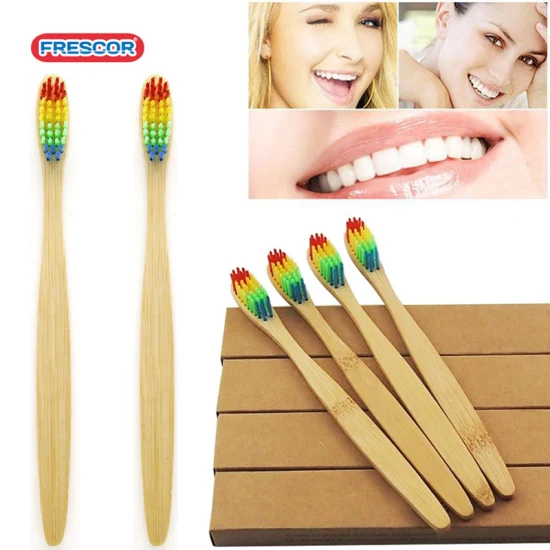 Brosse à dents en bambou pour soins bucco-dentaires, avec poils en charbon de bambou, Logo personnalisé