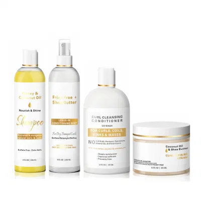 Shampooing capillaire biologique, formule végétalienne, ensemble de soins capillaires avec huile de noix de coco et de jojoba pour cheveux bouclés